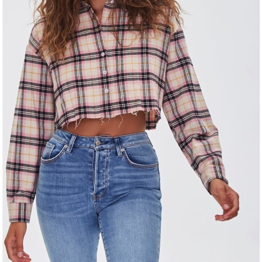 🎉 3 items for $20! Beige and Pink Plaid Shirt